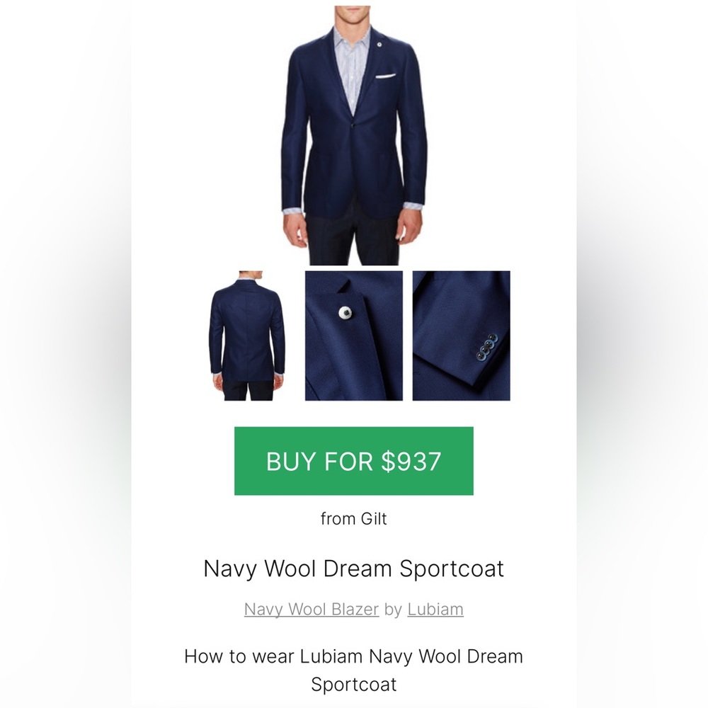 NWT Lubiam Khaki Wool “ Dream “ Sportcoat Blazer 46